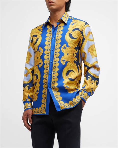 versace silk men|silk shirt men's versace style.